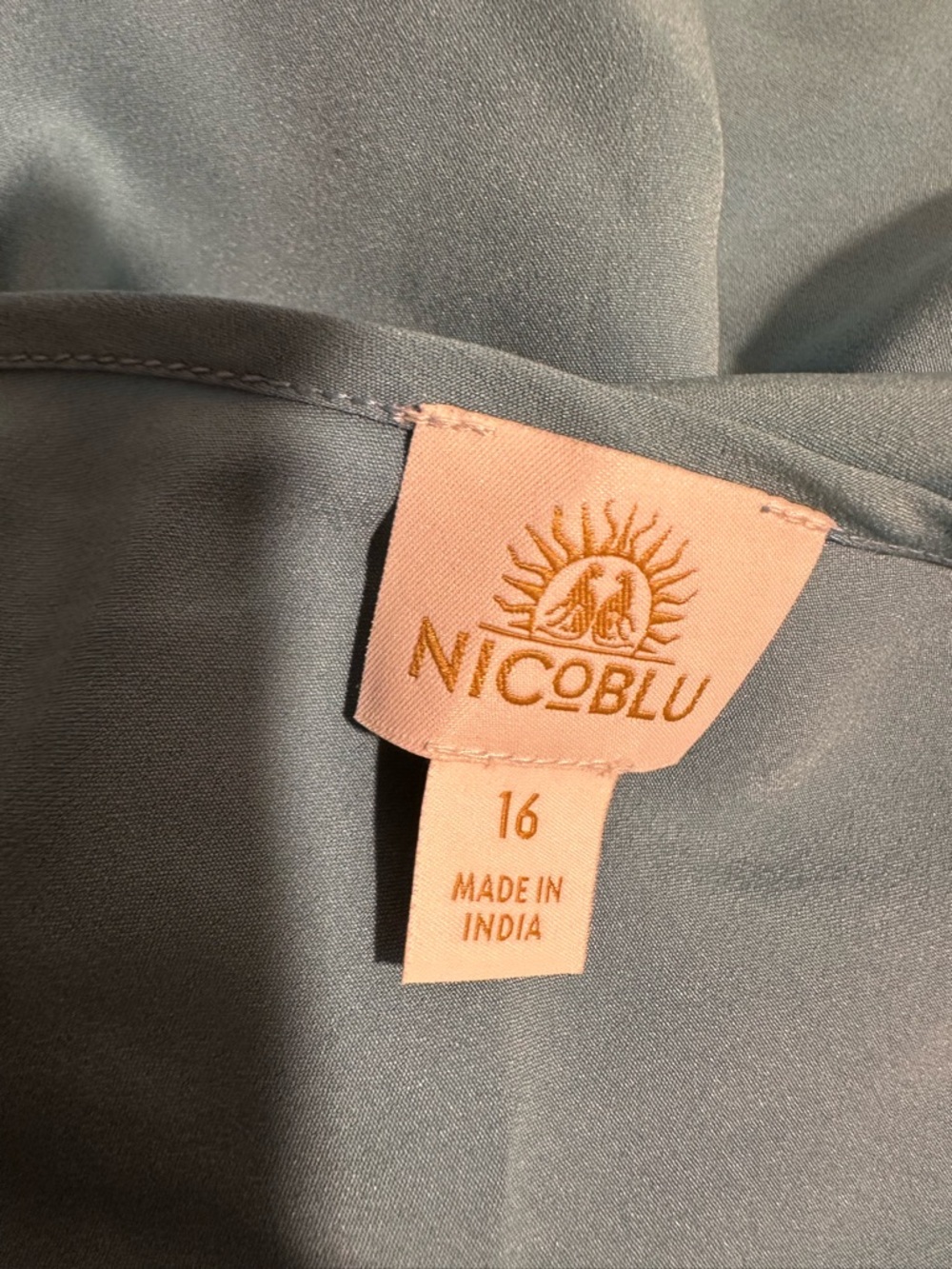 Nicoblu Dusty Blue V-Neck Maxi Slip Dress Spaghetti Adjustable Straps 16/2x Euc — image 2 of 8